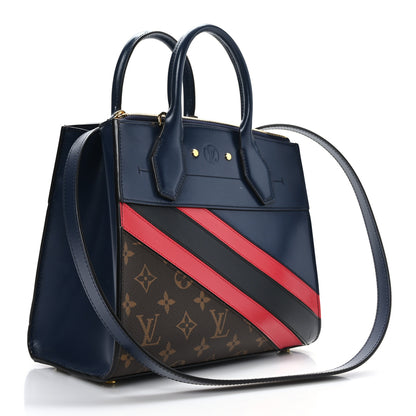 Louis Vuitton Calfskin Monogram Striped City Steamer PM Blue 3 of 8