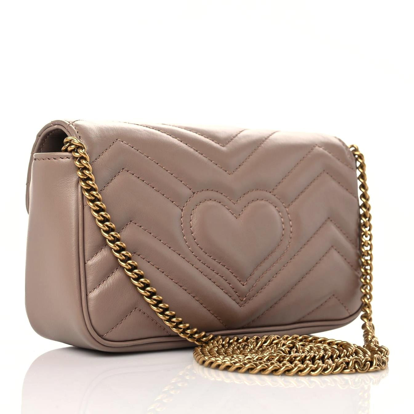 Calfskin Matelasse Super Mini GG Marmont Shoulder Bag Porcelain Rose