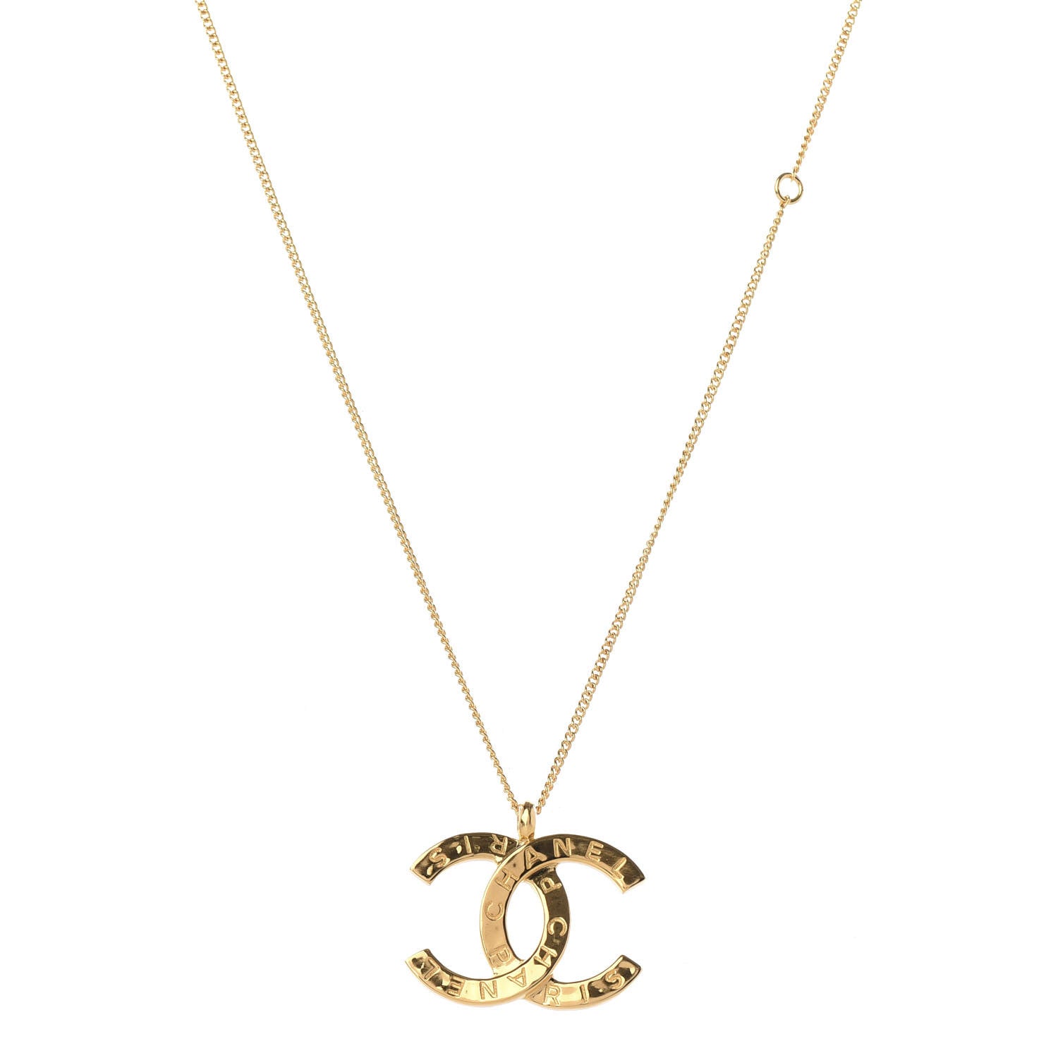 Chanel Metal CC Paris Button Necklace Gold 2 of 4