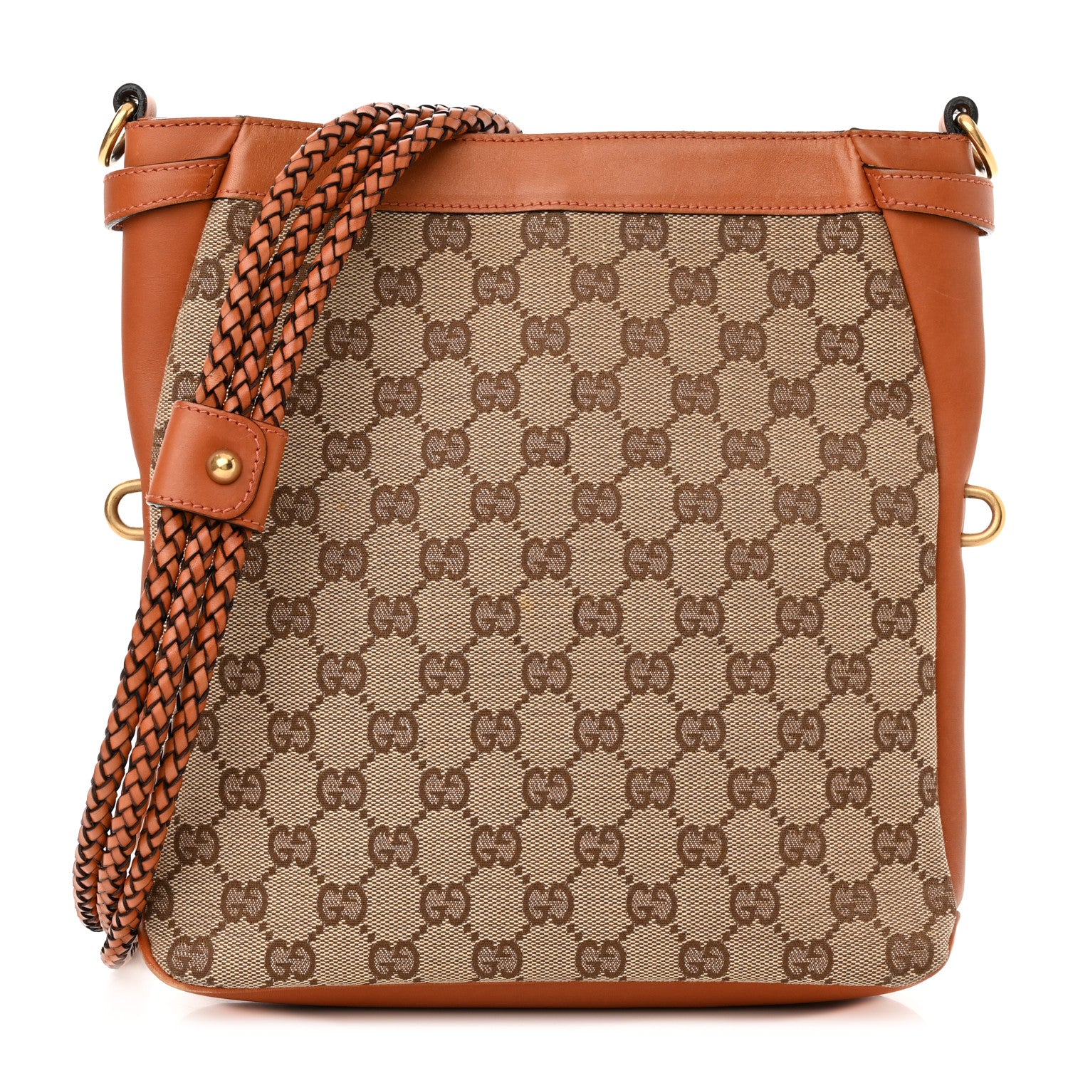 Gucci Monogram Braided Shoulder Bag Brown 1 of 11