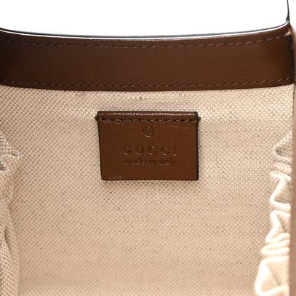 Gucci GG Supreme Monogram Azalea Calfskin Mini Horsebit 1955 Foldover Top Handle Bag Beige Ebony Brown Sugar 6 of 11
