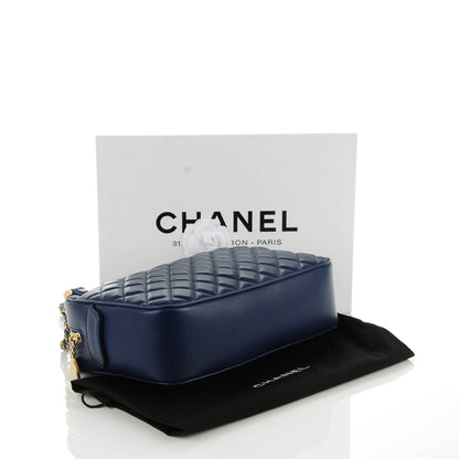 Chanel Lambskin Quilted Large CC Crown Camera Case Blue 4 of 7