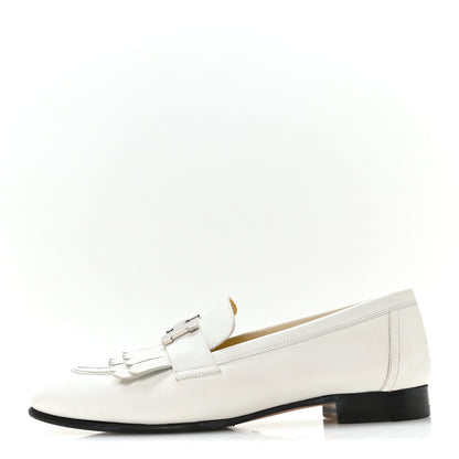 Hermes Calfskin Womens Royal Loafers 35 White 1 of 8
