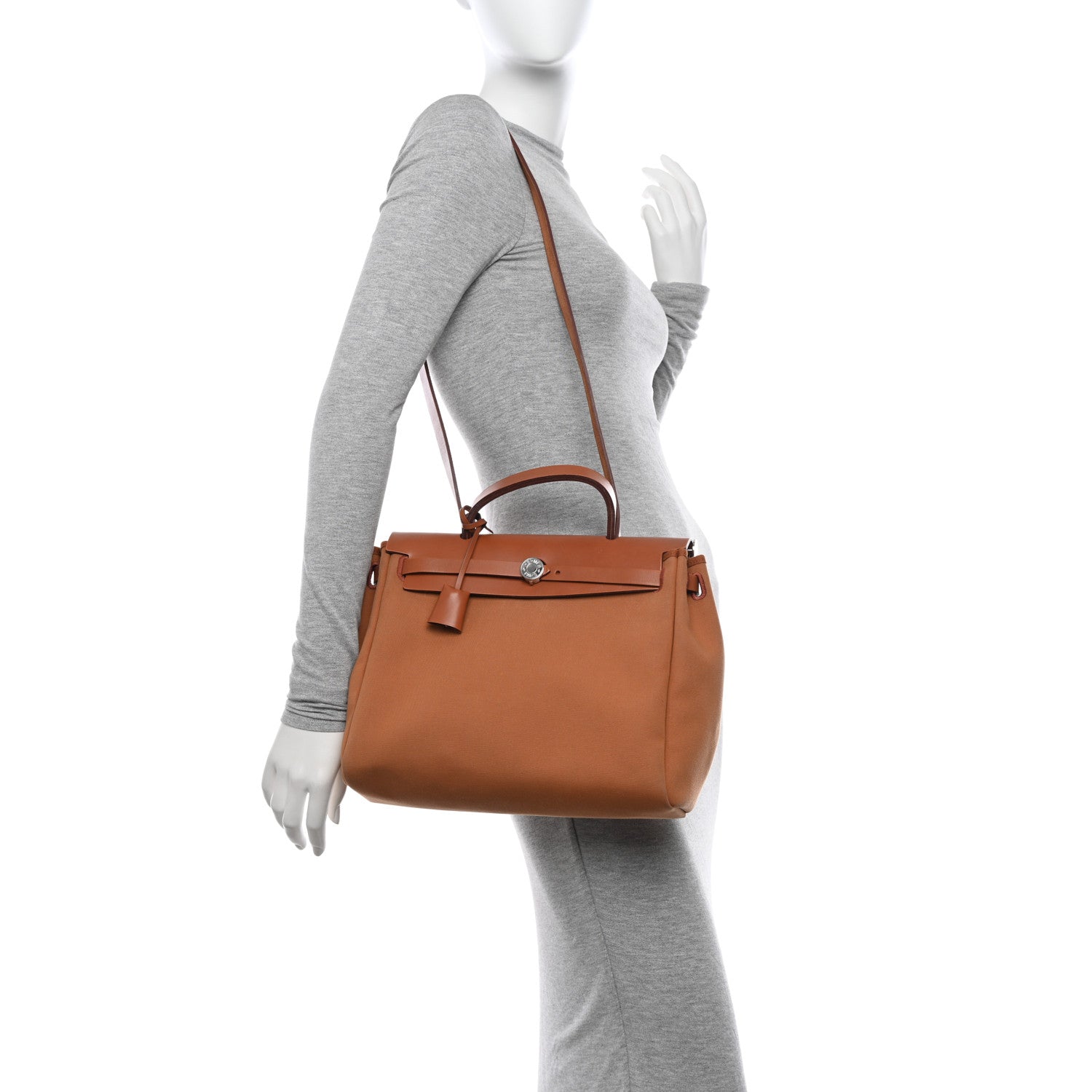 Hermes Toile Officier Vache Hunter Verso Herbag Zip PM 31 Dune Magnolia Fauve 2 of 18