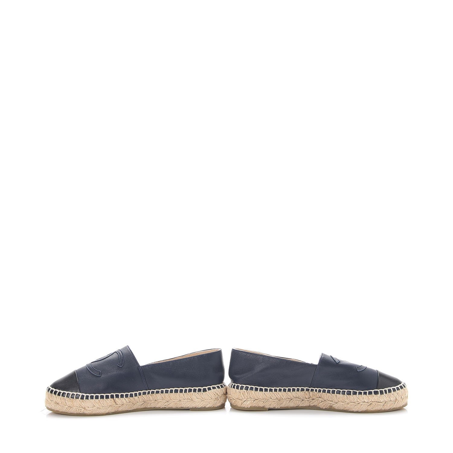 Chanel Lambskin CC Espadrilles 35 Navy Black 6 of 12