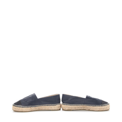 Chanel Lambskin CC Espadrilles 35 Navy Black 6 of 12