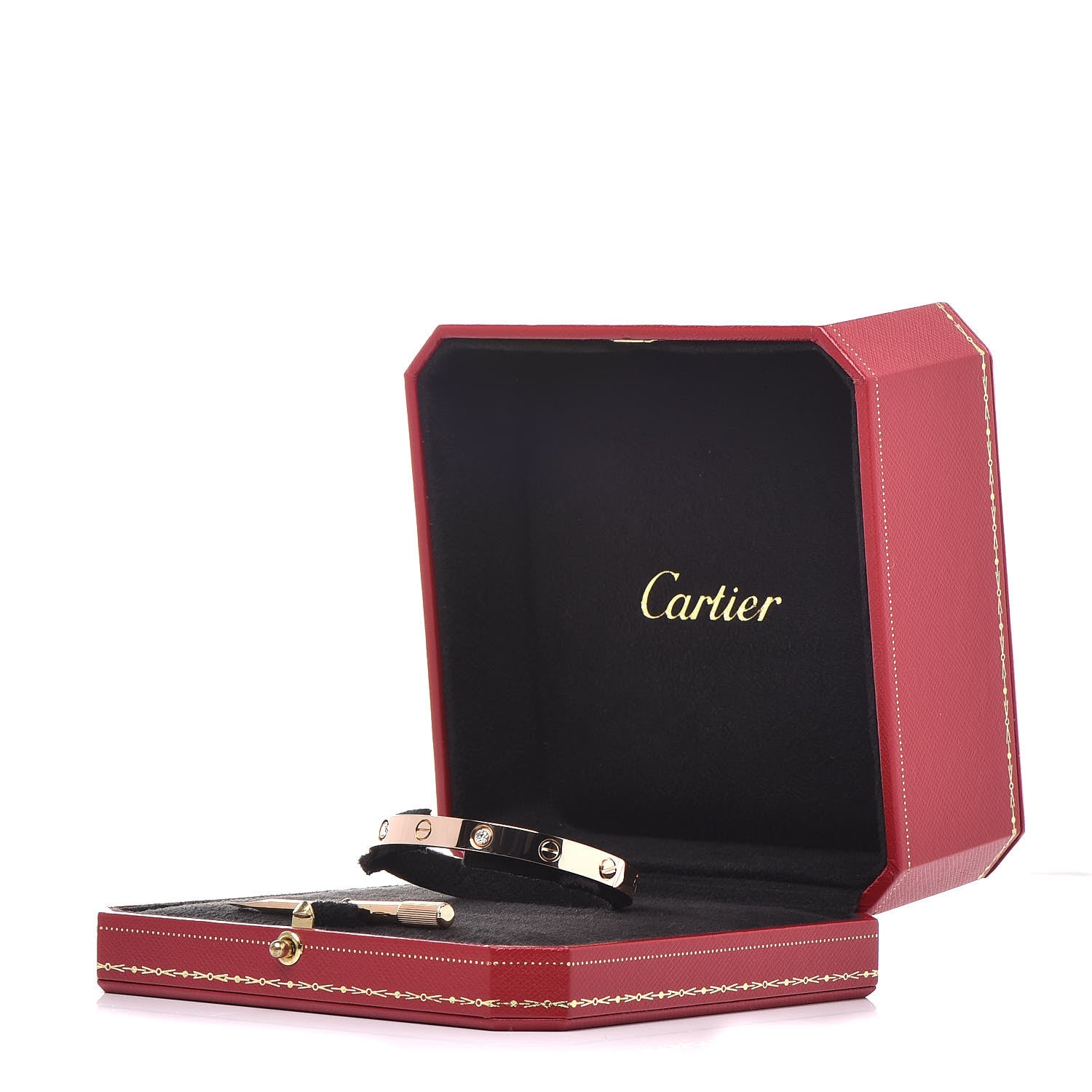 Cartier 18K Pink Gold 4 Diamond LOVE Bracelet 16 7 of 7