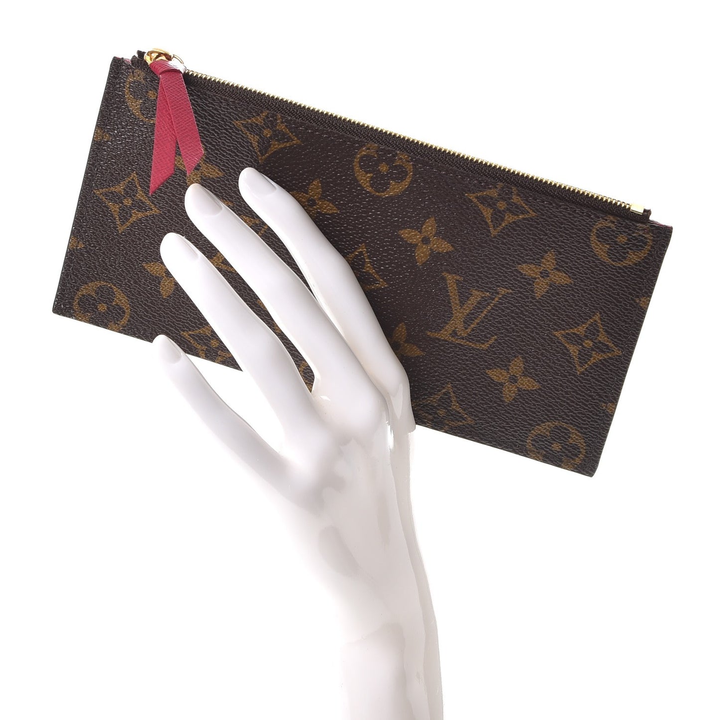 Monogram Felicie Chain Wallet Zippered Insert Fuchsia
