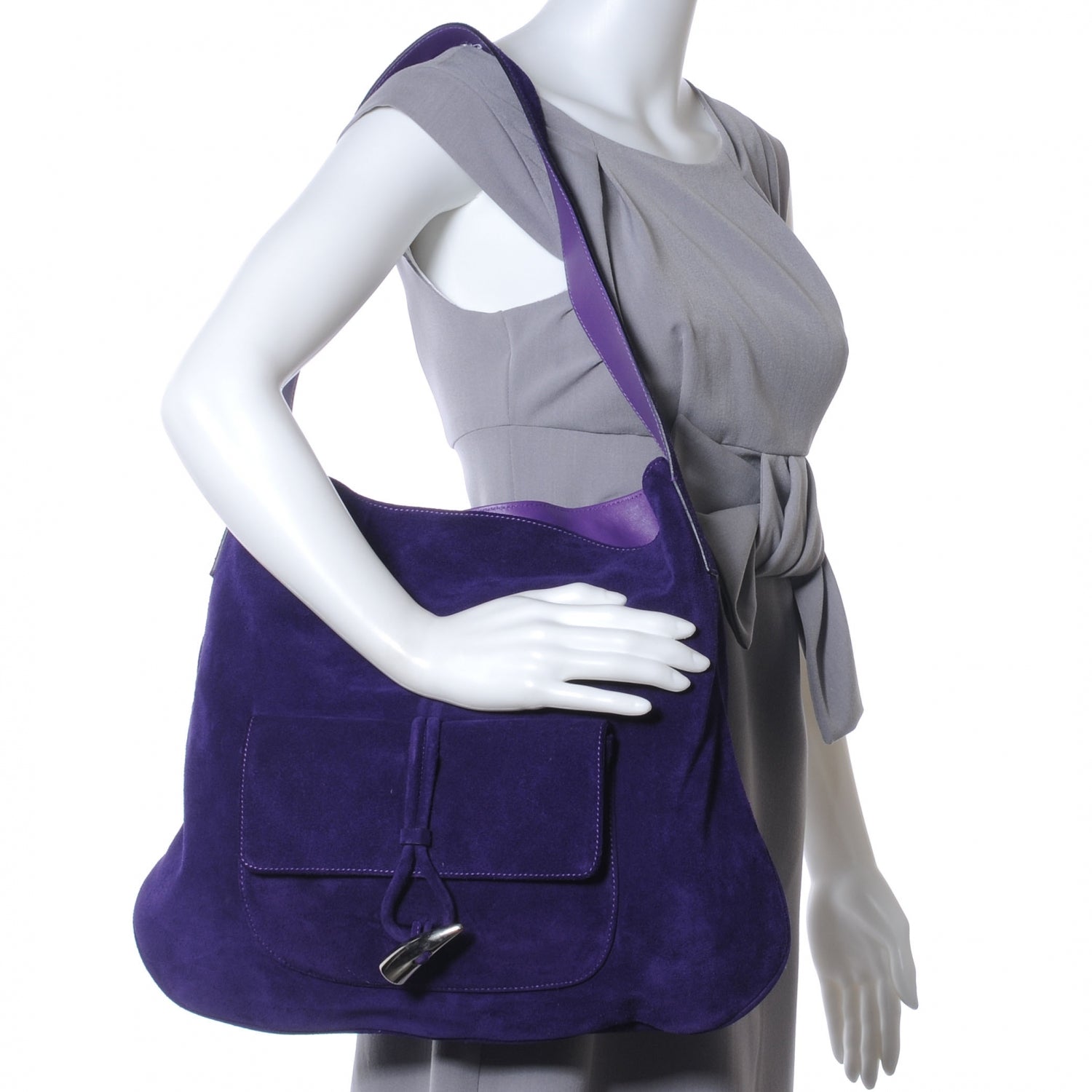 Burberry Suede Belsouk Horn Toggle Shoulder Bag Amethyst 6 of 13