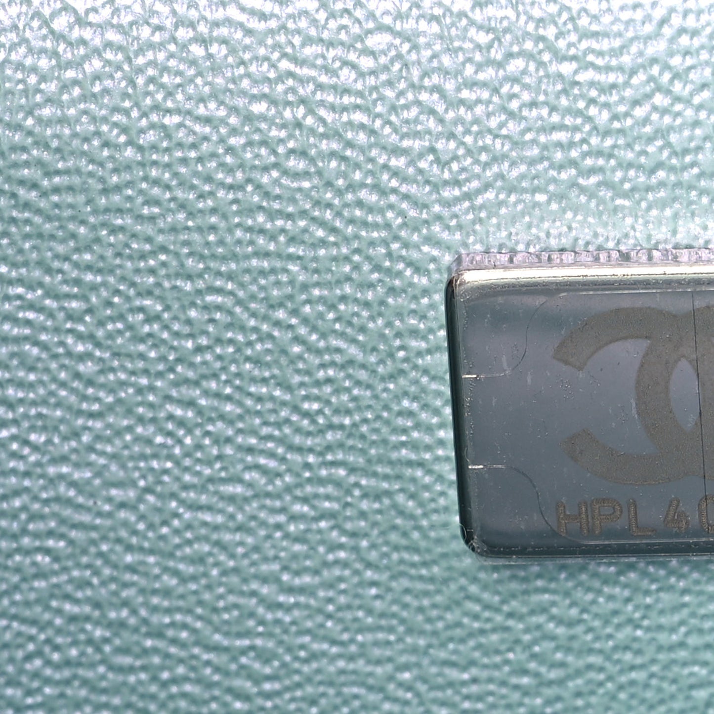 Iridescent Lambskin Quilted Mini Square Flap Light Blue