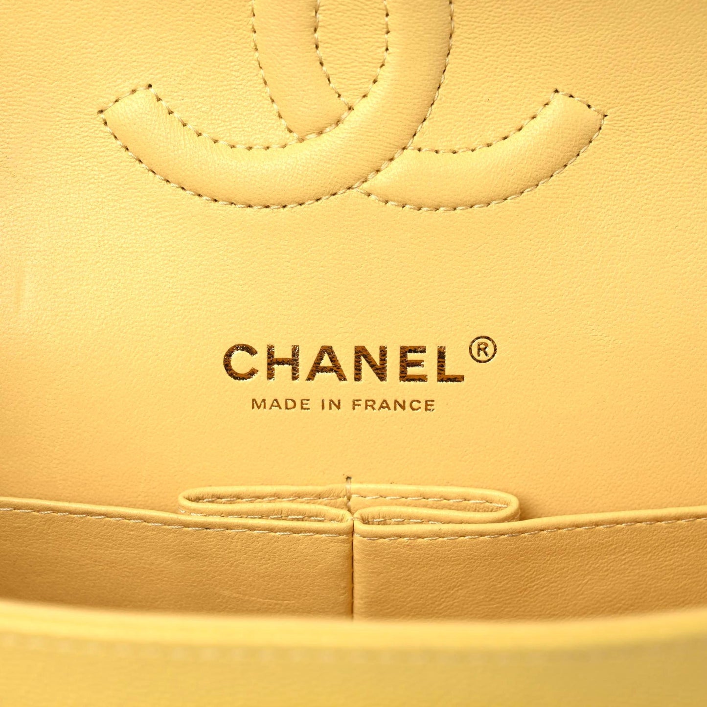 Caviar Quilted Medium Double Flap Yellow