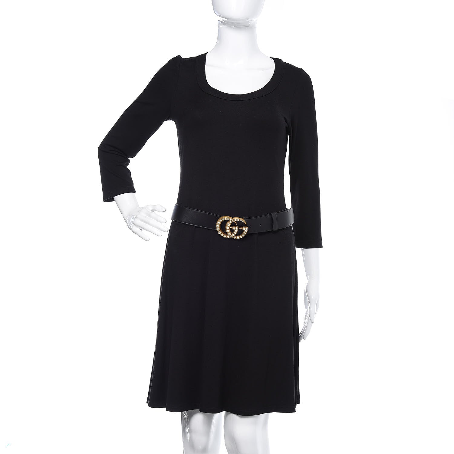 Gucci Moon Calfskin Pearl Double G 40mm Belt 95 38 Black Cream 2 of 6