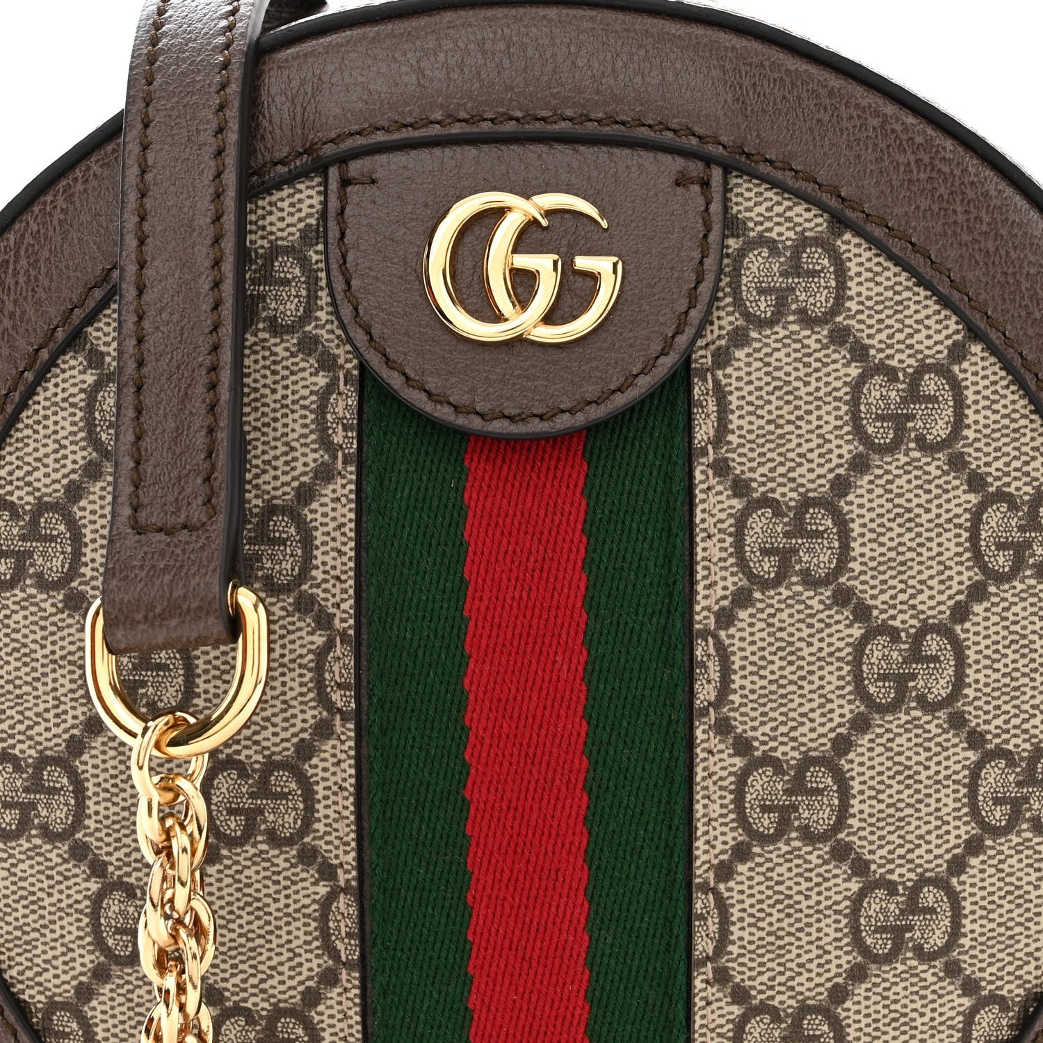 Gucci GG Supreme Monogram Web Mini Ophidia Round Shoulder Bag Brown 8 of 10