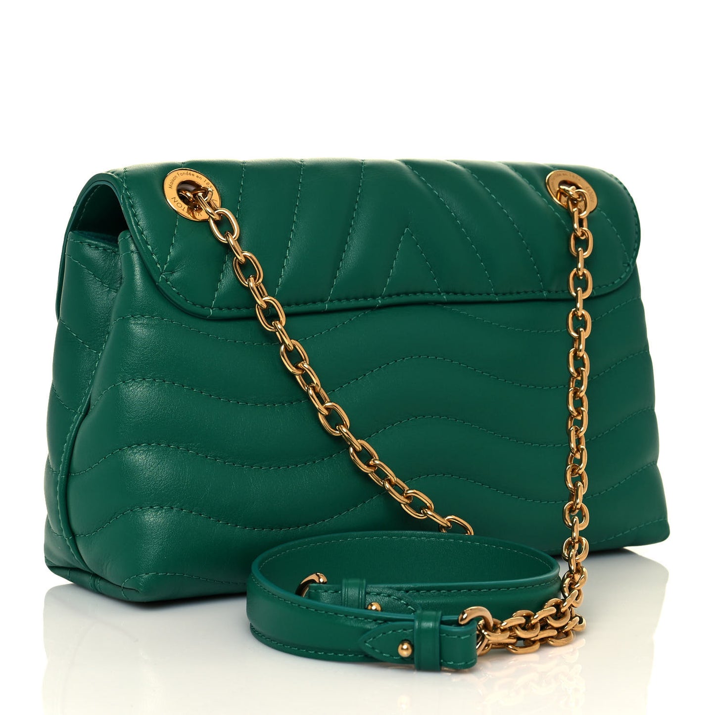 Calfskin New Wave Chain Bag MM NM Emerald