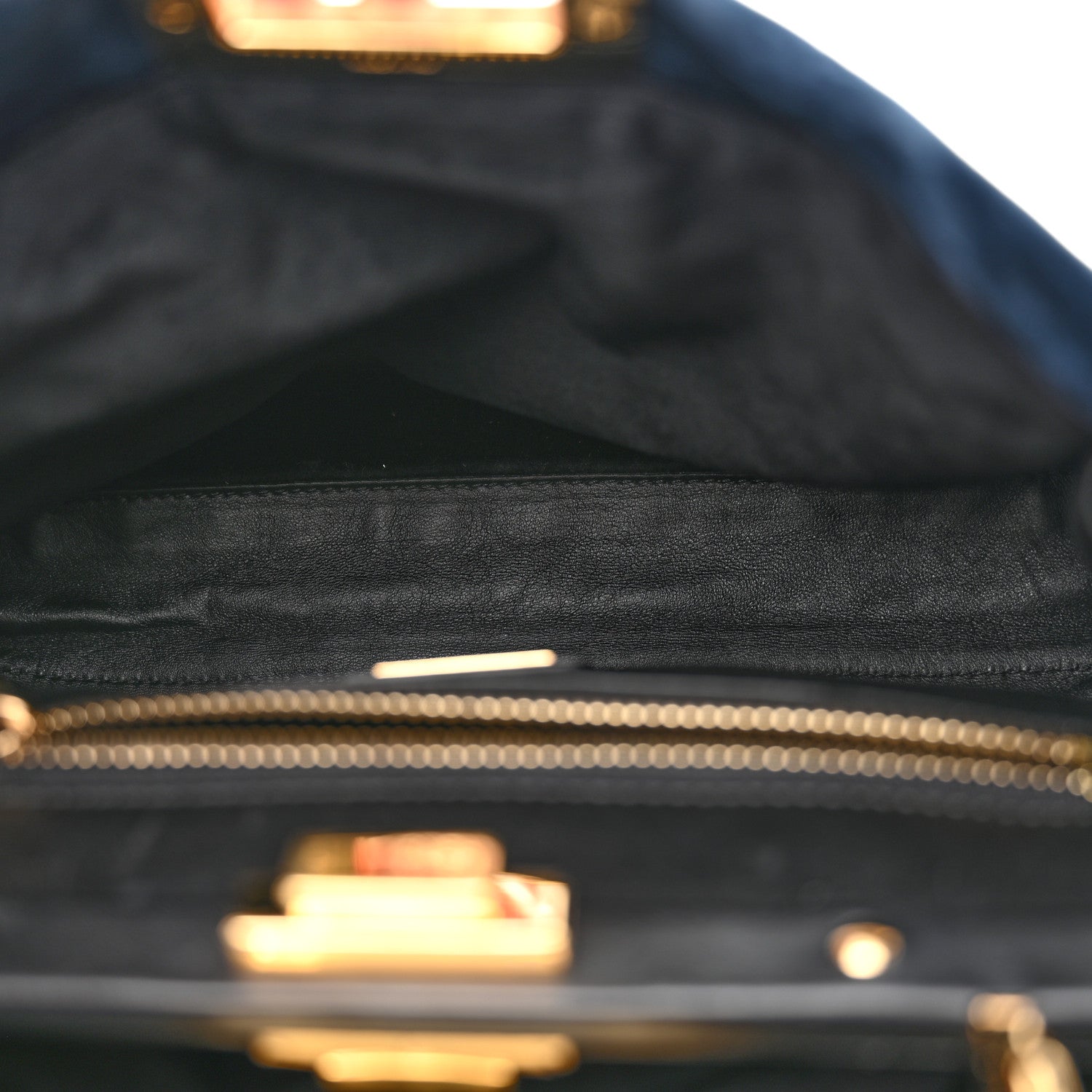 Fendi Velvet Vitello Seta Lace Up Medium Peekaboo Iconic Satchel Blue 5 of 14