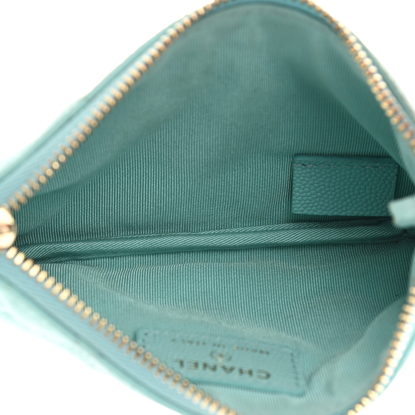 Caviar Quilted Small Cosmetic Case Light Blue