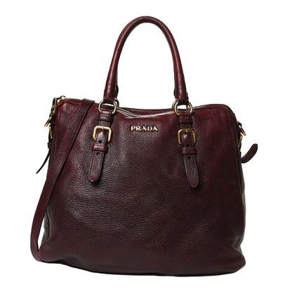 Prada Vitello Daino Shoulder Bag Burgundy 1 of 14