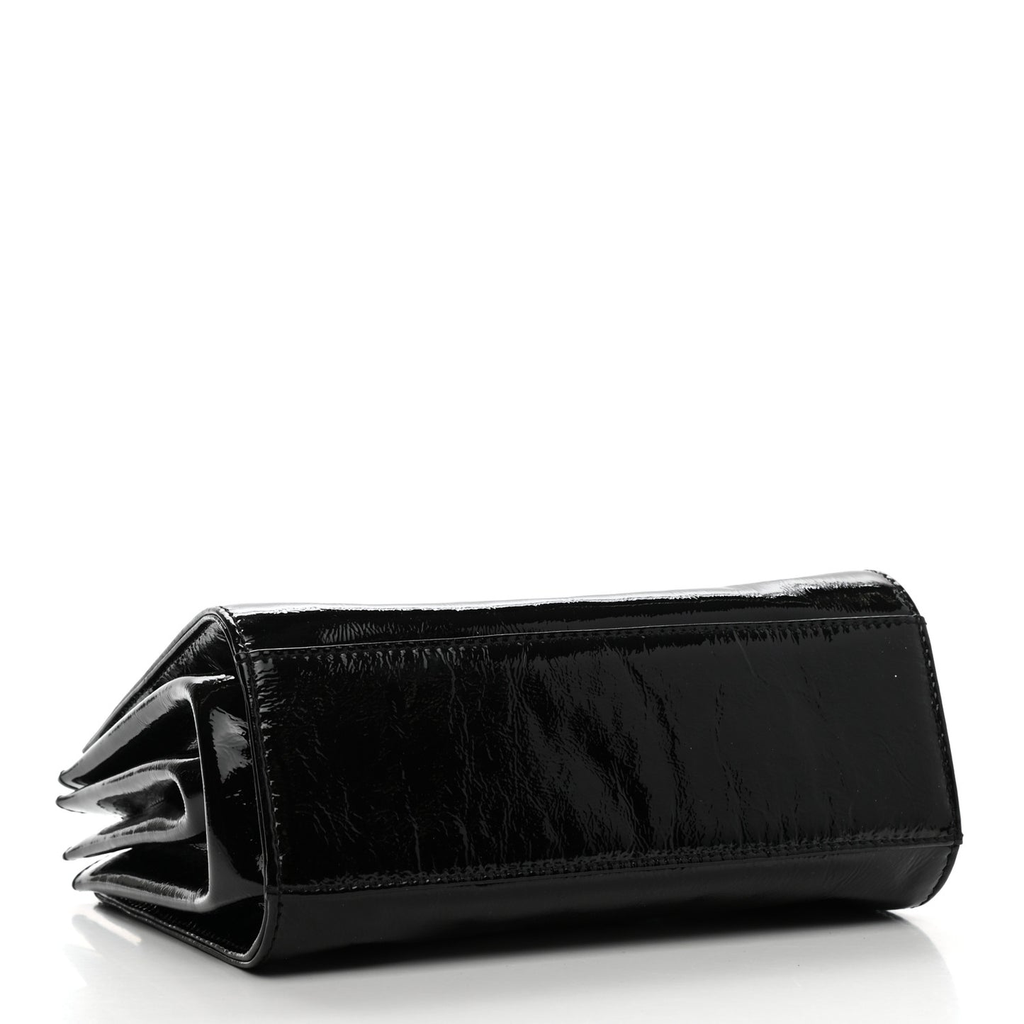 Patent Mademoiselle Lock Convertible Wrist Clutch Bag Black