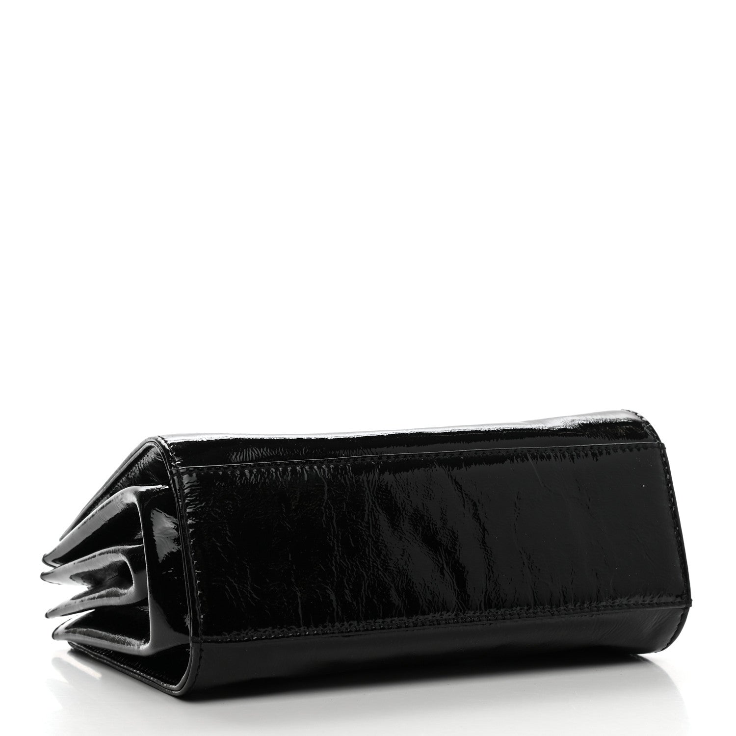 Chanel Patent Mademoiselle Lock Convertible Wrist Clutch Bag Black 5 of 8