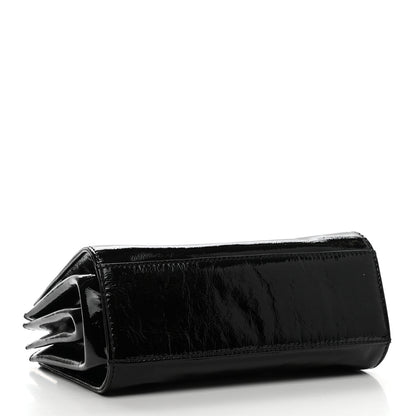 Chanel Patent Mademoiselle Lock Convertible Wrist Clutch Bag Black 5 of 8