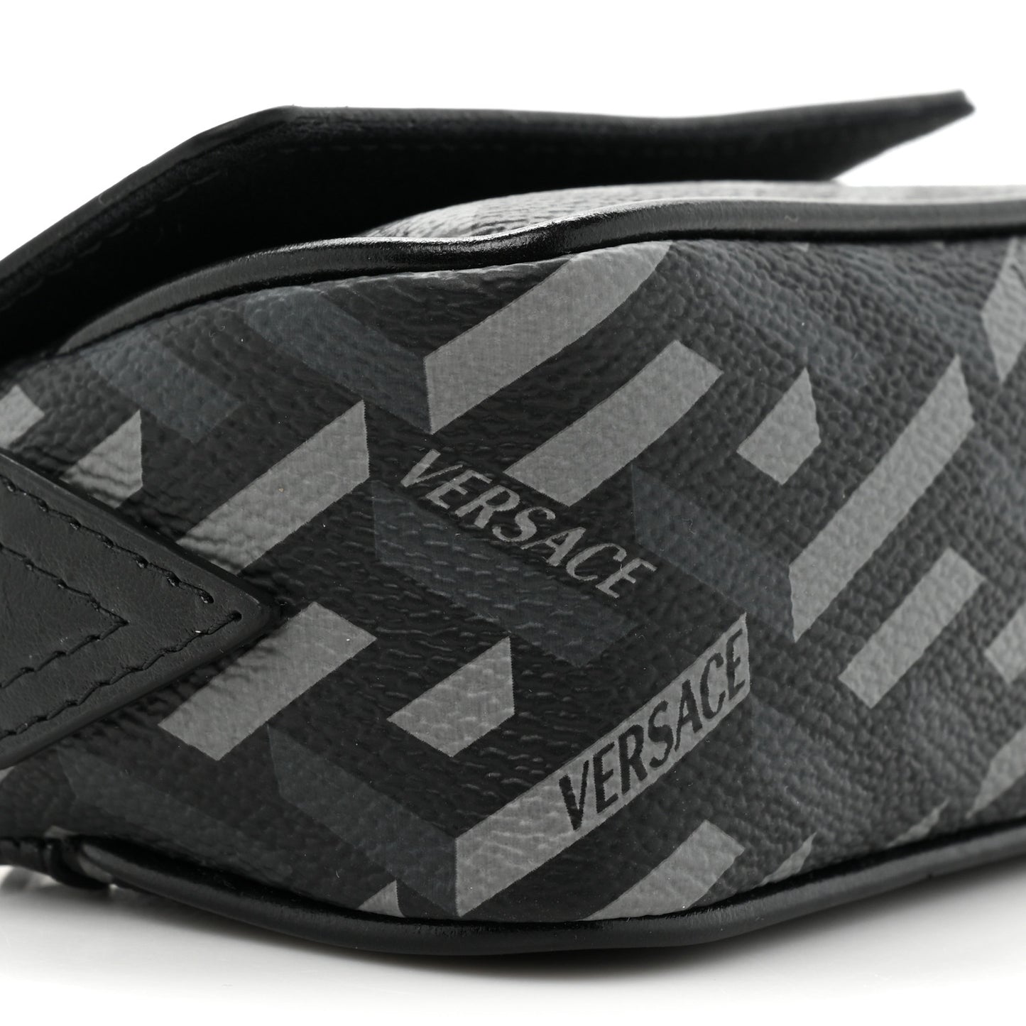 Coated Canvas La Greca Signature Print Mini Bag Black