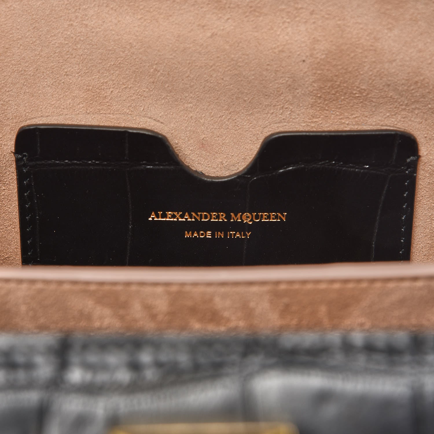 Alexander McQueen Calfskin Crocodile Embossed Box Shoulder Bag 19 Black 6 of 11
