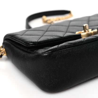 Chanel Shiny Caviar Quilted Small Chain Melody Flap Black 9 of 11