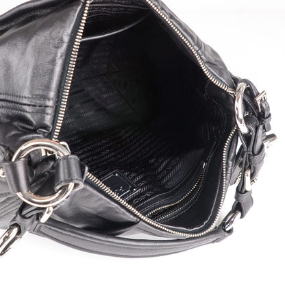 Prada Soft Calf Pleated Hobo Nero Black 5 of 8