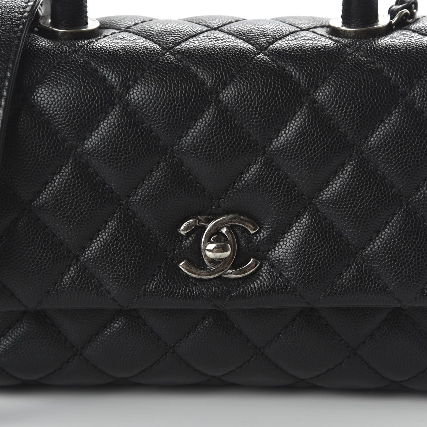 Caviar Quilted Mini Coco Handle Flap Black
