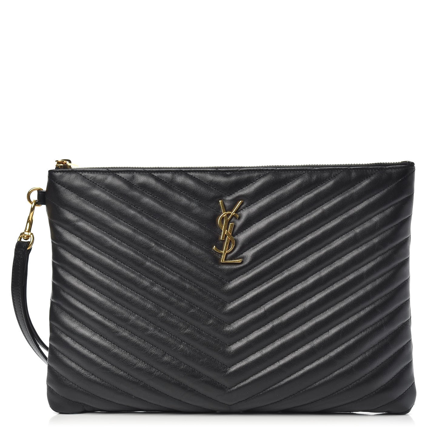 Calfskin Matelasse Monogram Cassandre Tablet Pouch Black