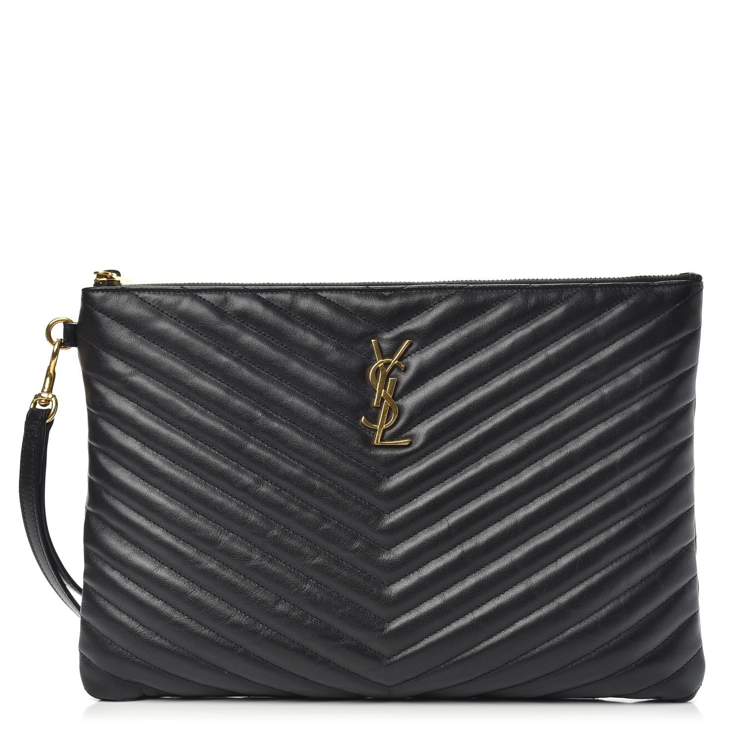 Saint Laurent Calfskin Matelasse Monogram Cassandre Tablet Pouch Black 1 of 9