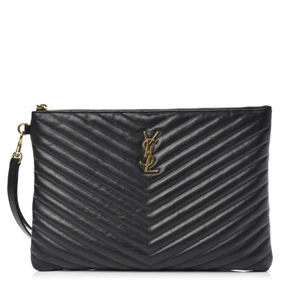 Saint Laurent Calfskin Matelasse Monogram Cassandre Tablet Pouch Black 1 of 9