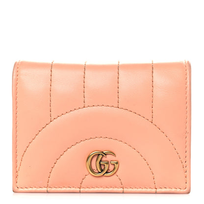Gucci Calfskin Vertical Ring Matelasse GG Marmont Card Case Wallet Peachy Chic 1 of 11