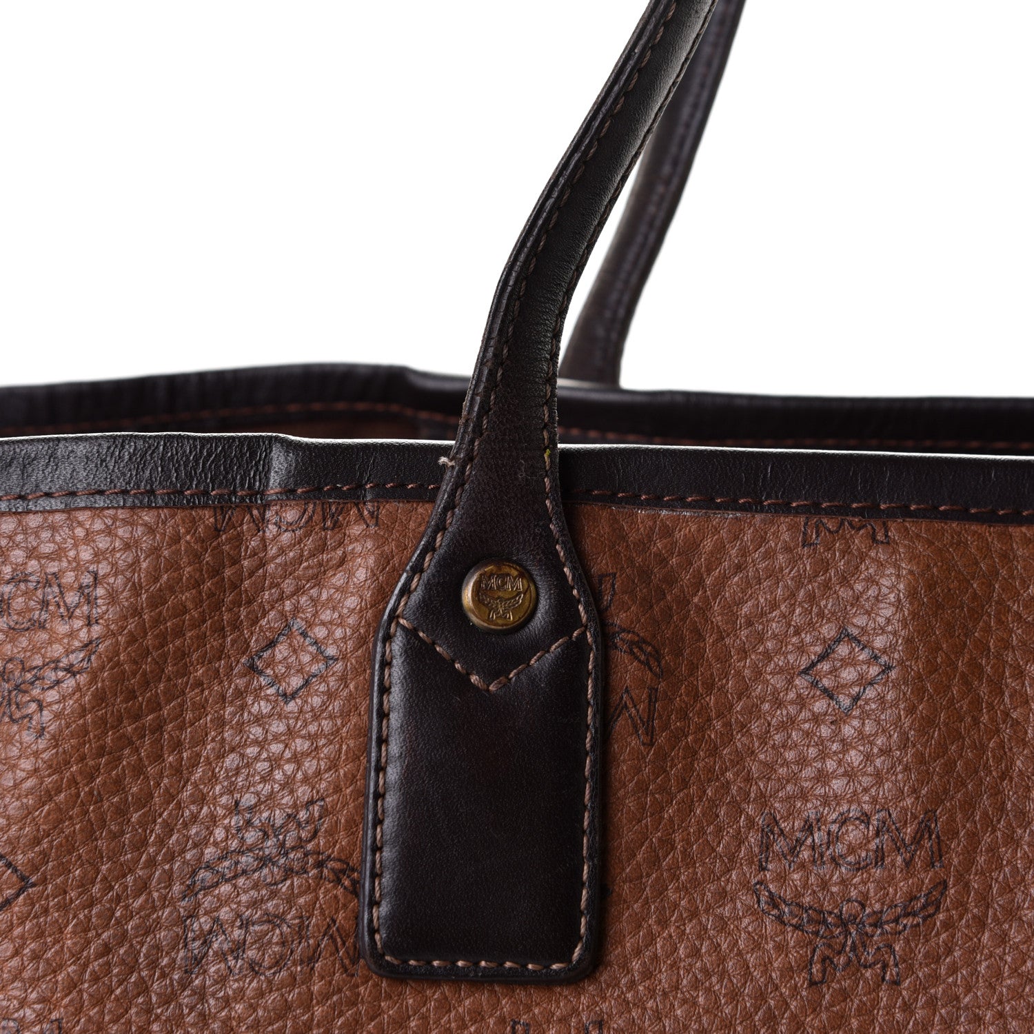 MCM Visetos Shopper Tote Brown 9 of 9