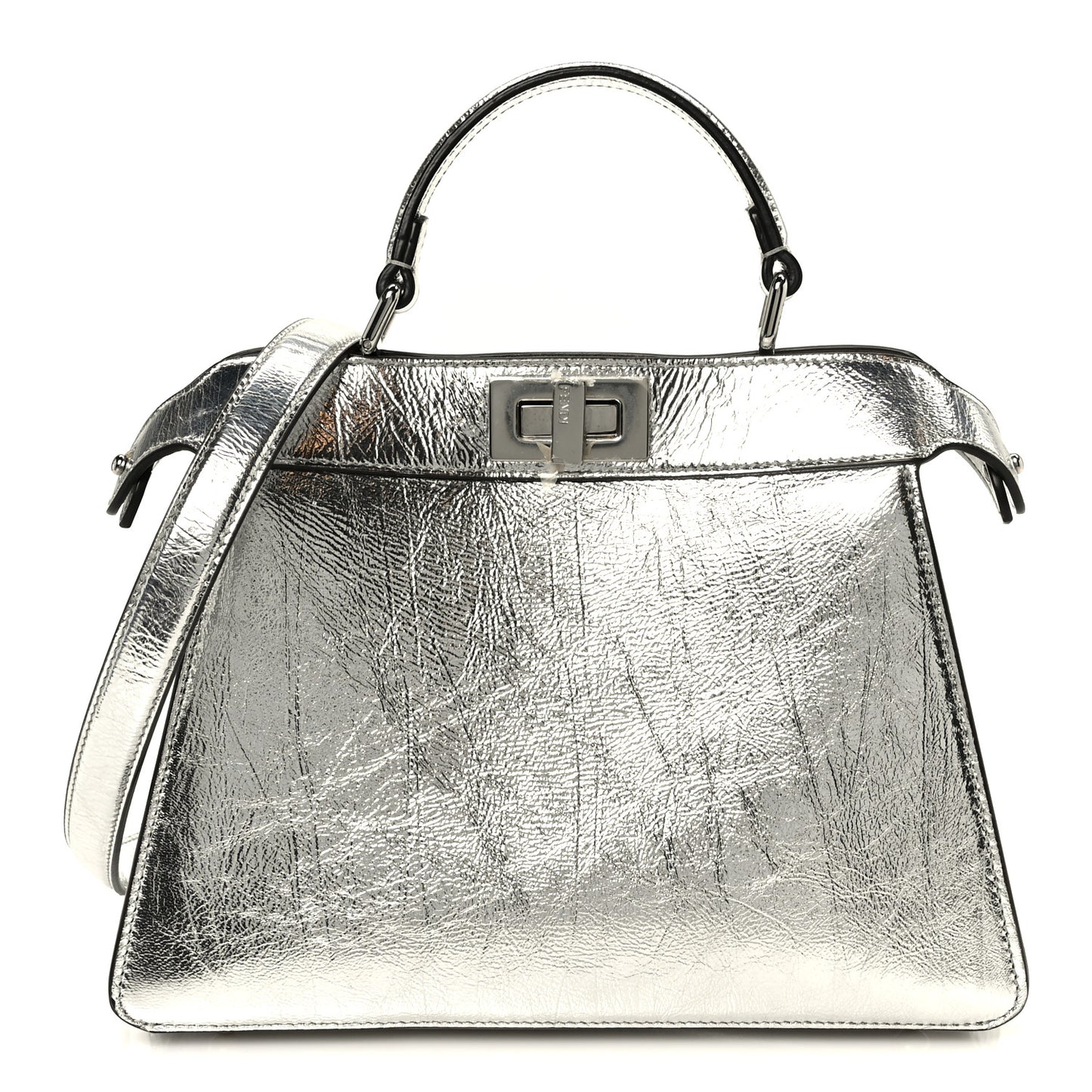 Rock Millenium Laminata Small Peekaboo I SEE U Satchel Argento