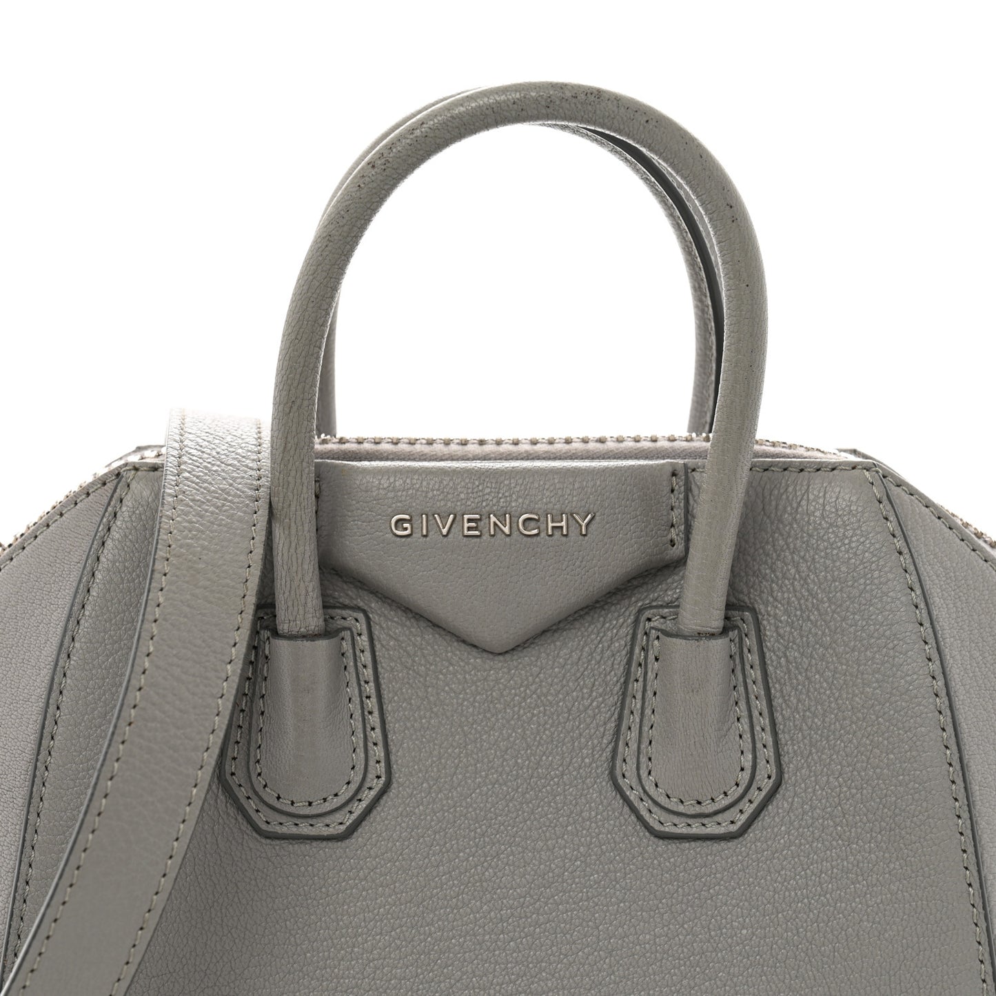 Sugar Goatskin Mini Antigona Pearl Grey