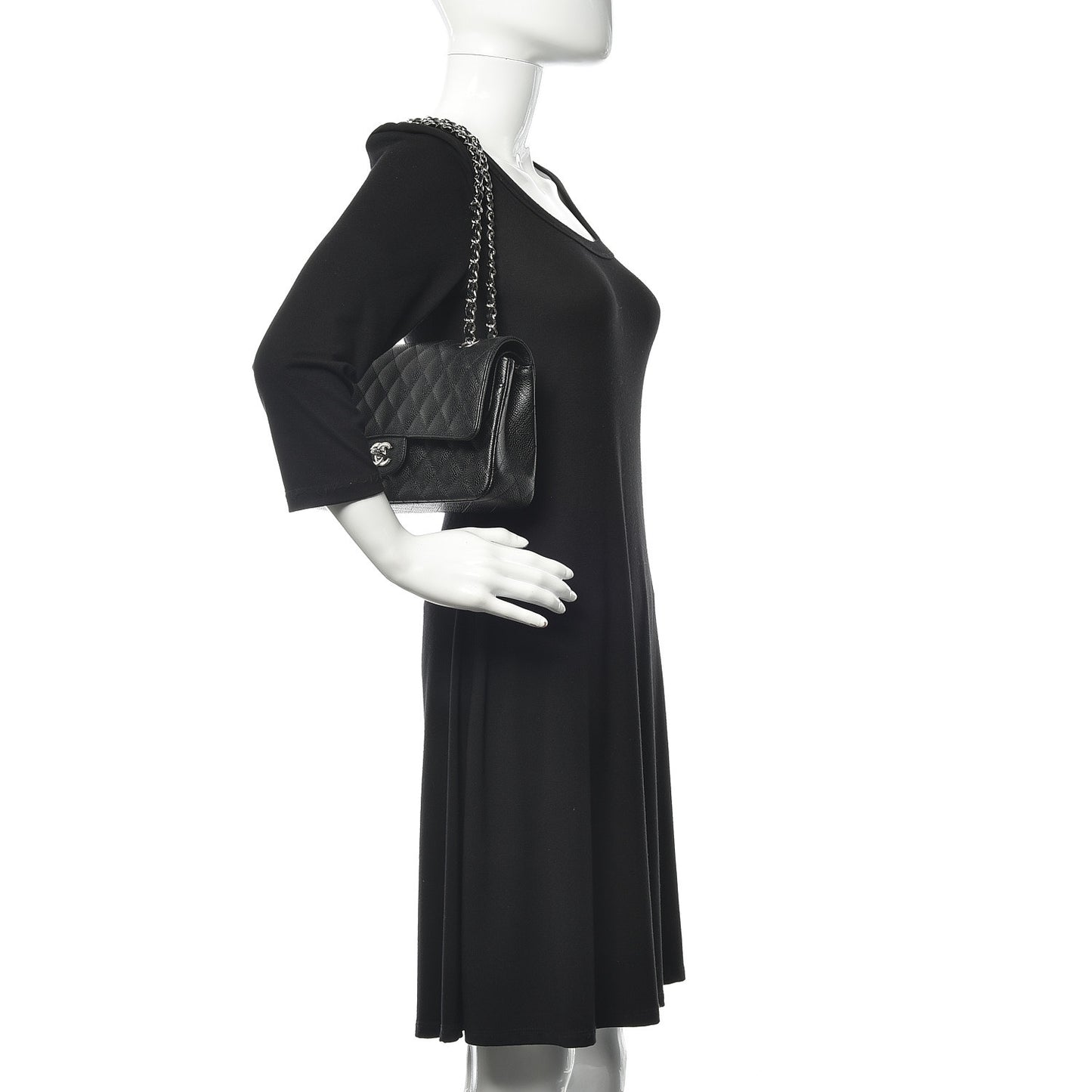 Caviar Quilted Medium Double Flap Black