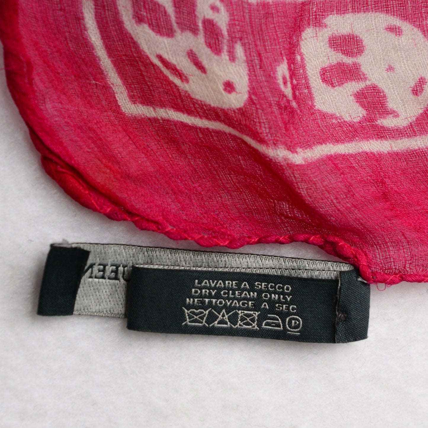 Silk Chiffon Skull Scarf Fuxia