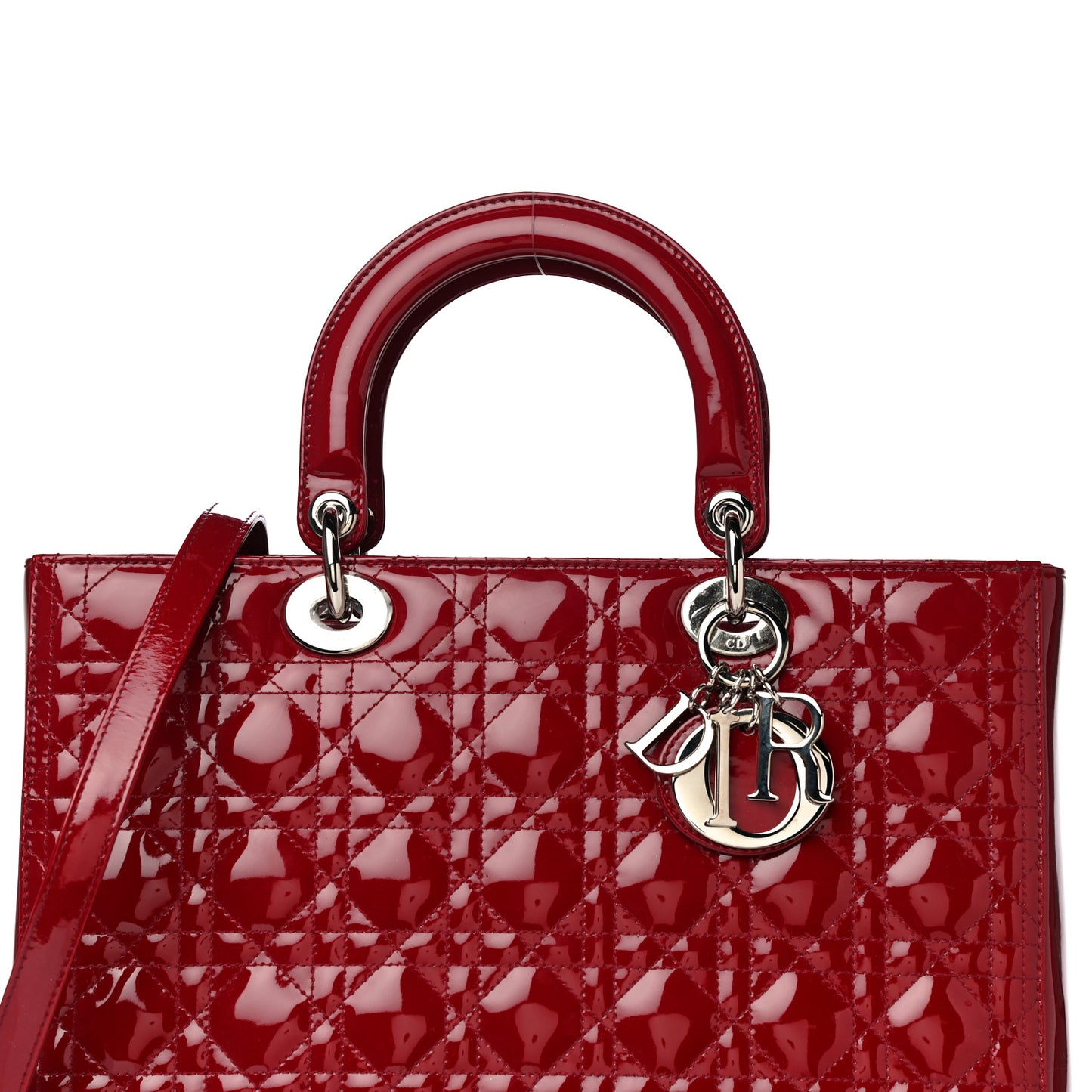 Patent Cannage Large Lady Dior Red