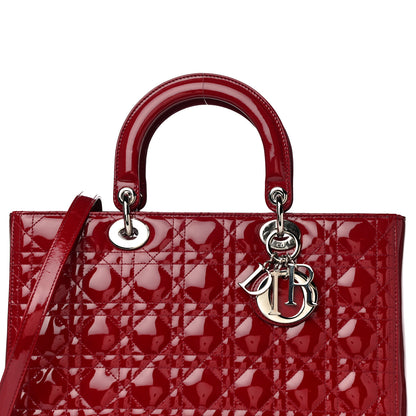 Christian Dior Patent Cannage Large Lady Dior Red 7 of 9
