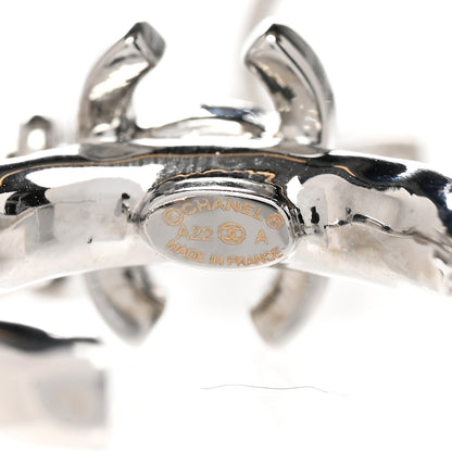 Chanel Crystal Chain CC Climber Earrings Silver 4 of 5