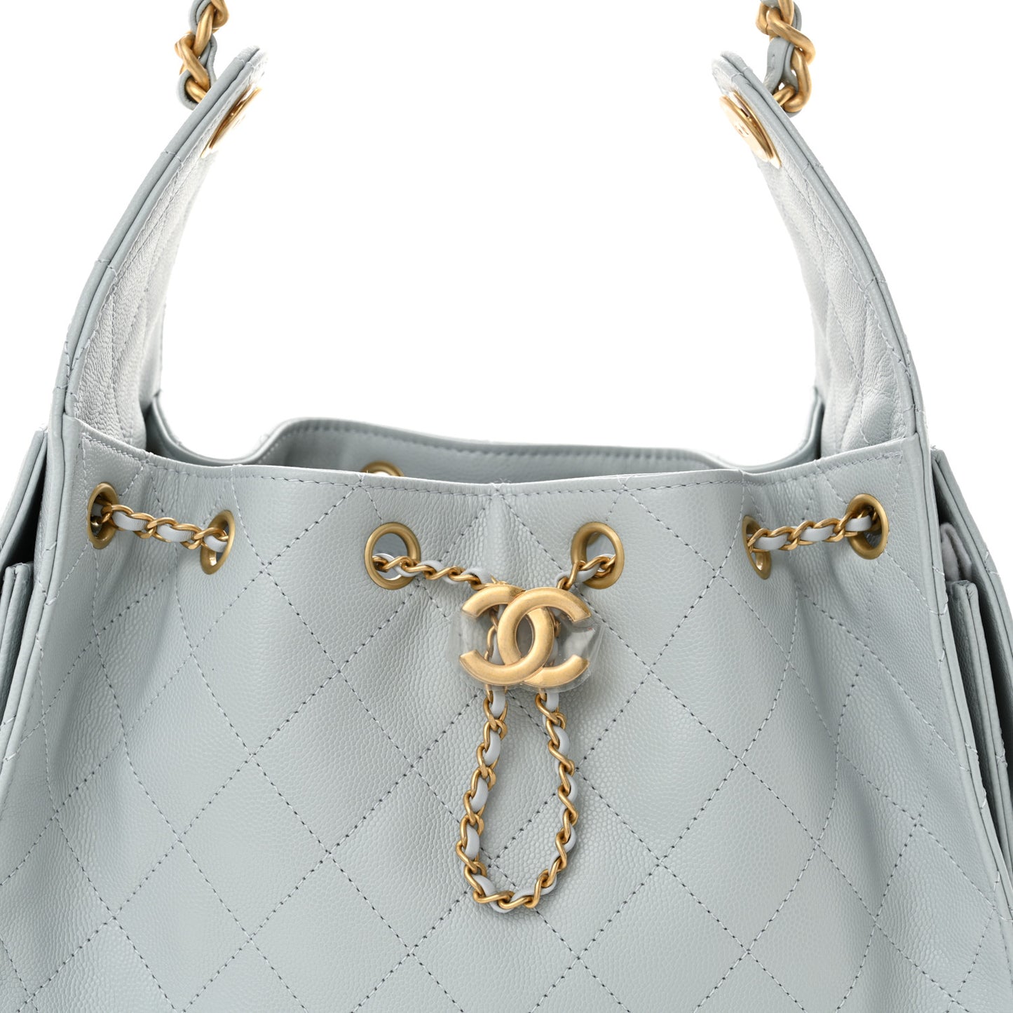 Caviar Quilted Small Chanel 25 Handbag Light Blue