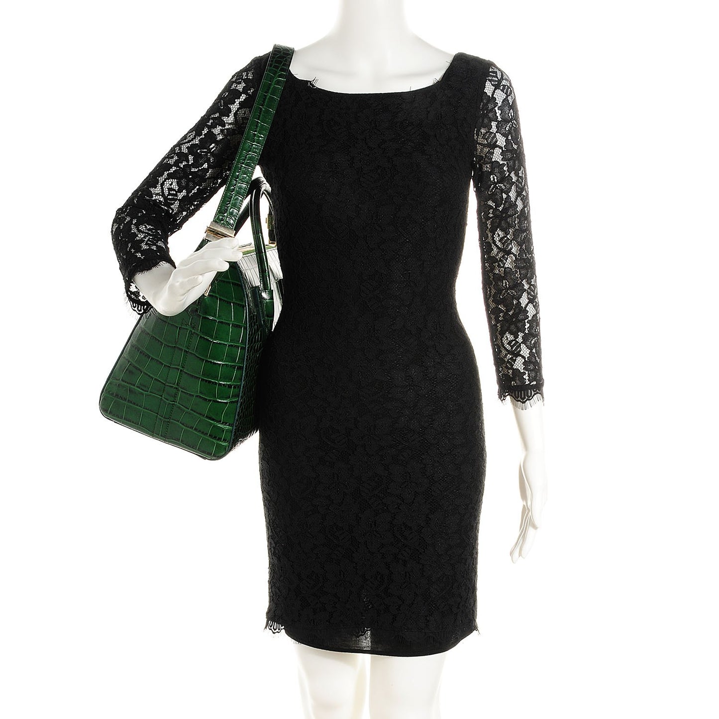 Calfskin Crocodile Embossed Small Antigona Emerald