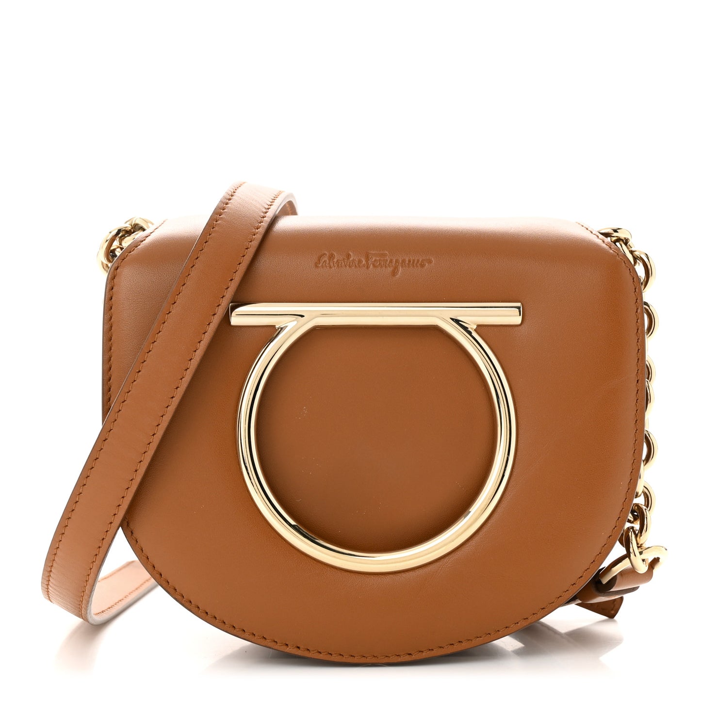 Calfskin Small Vela Flap Bag Brown