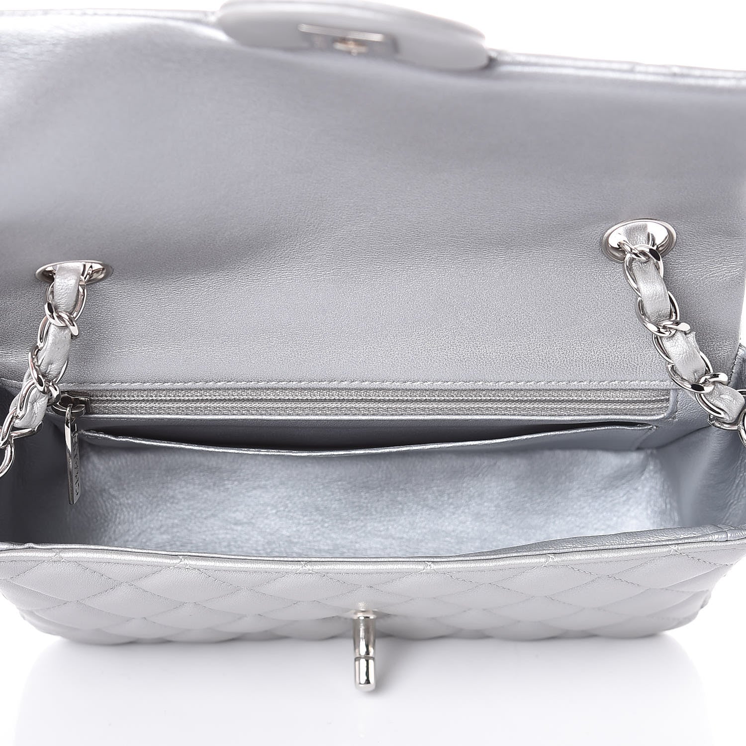 Chanel Metallic Lambskin Quilted Mini Rectangular Flap Silver 5 of 10