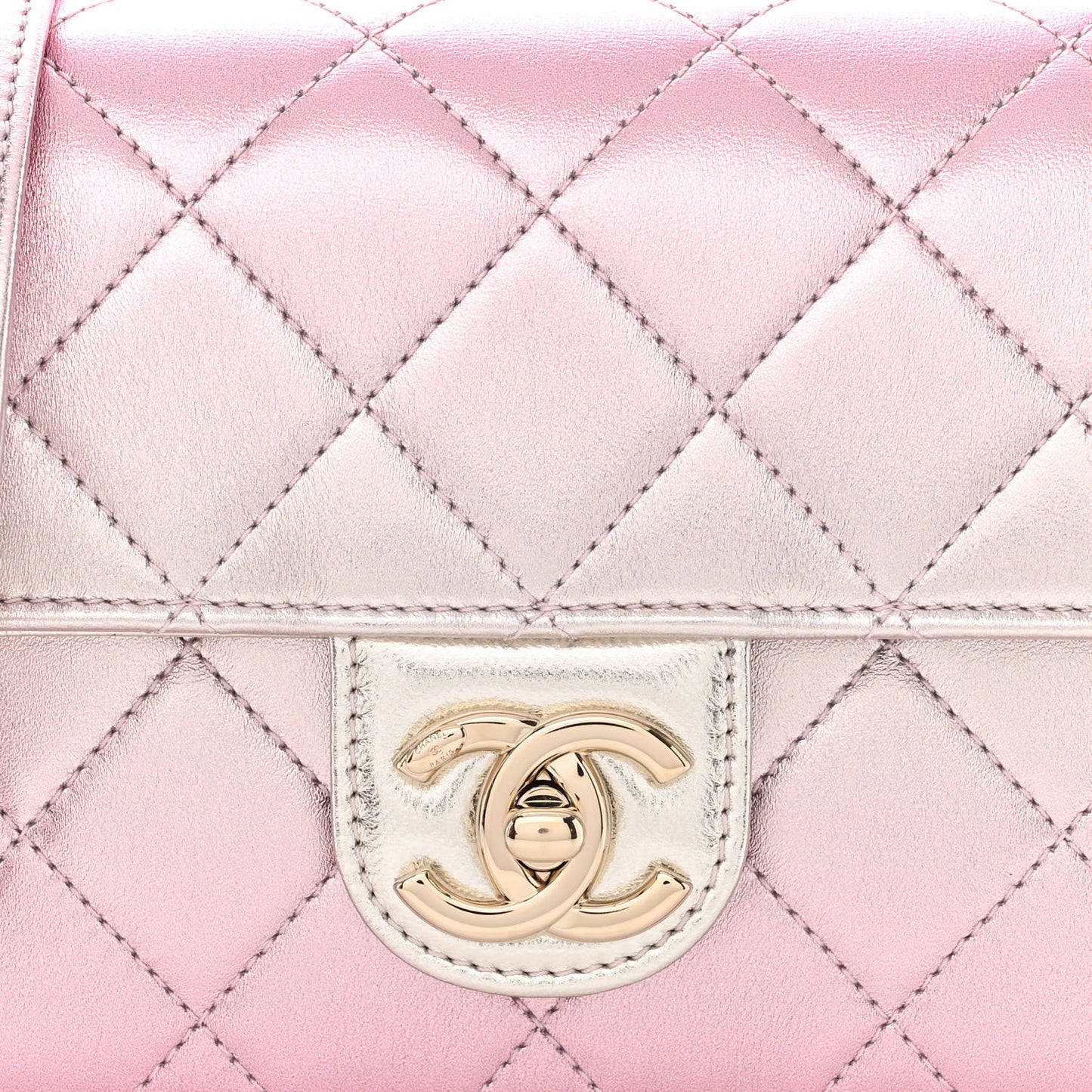 Metallic Lambskin Like A Wallet Flap Golden Pink