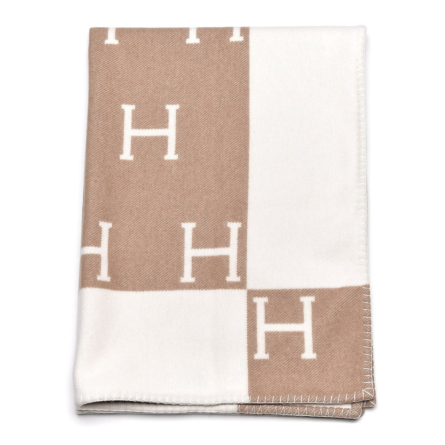 Wool Cashmere Avalon Baby Blanket Noisette Moyen White