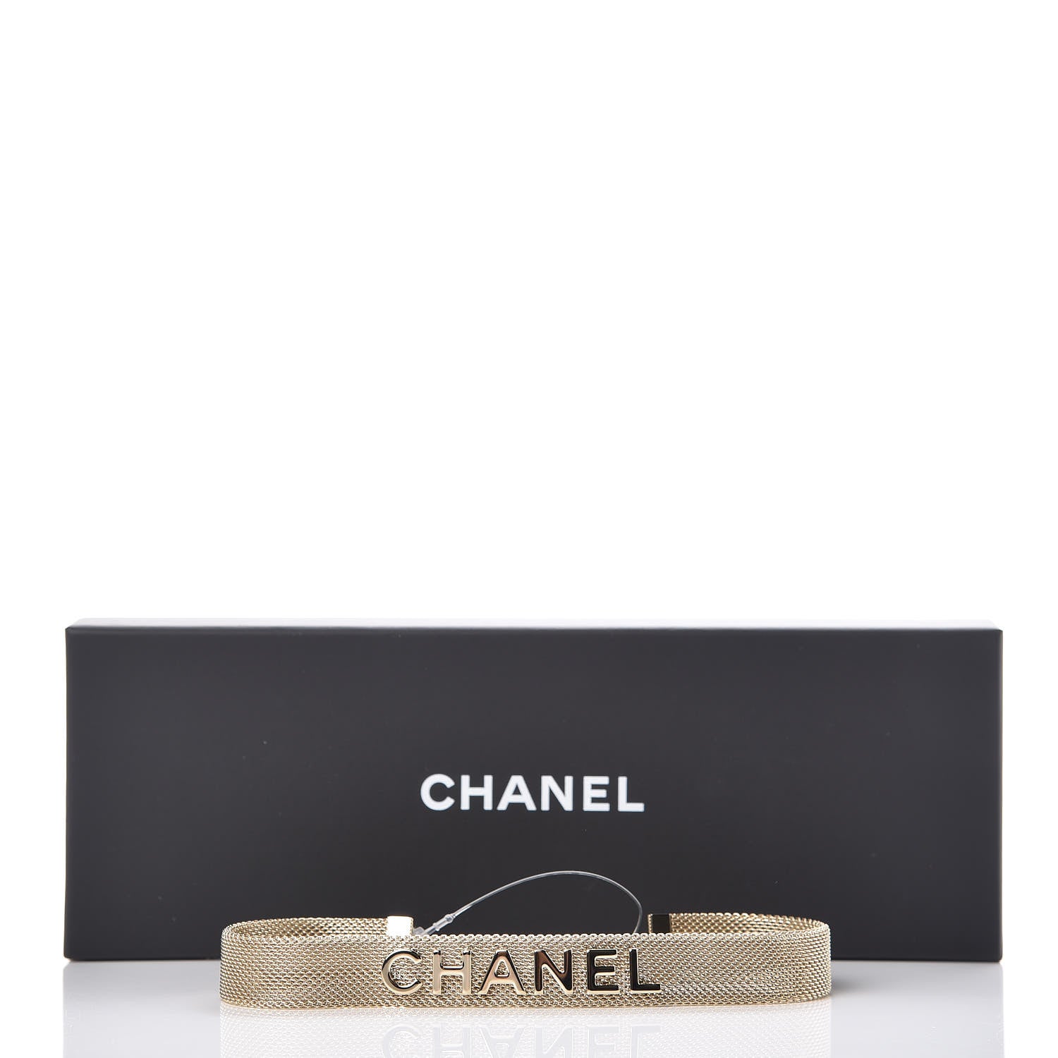 Chanel Mesh Ribbon Choker Necklace Gold 5 of 5