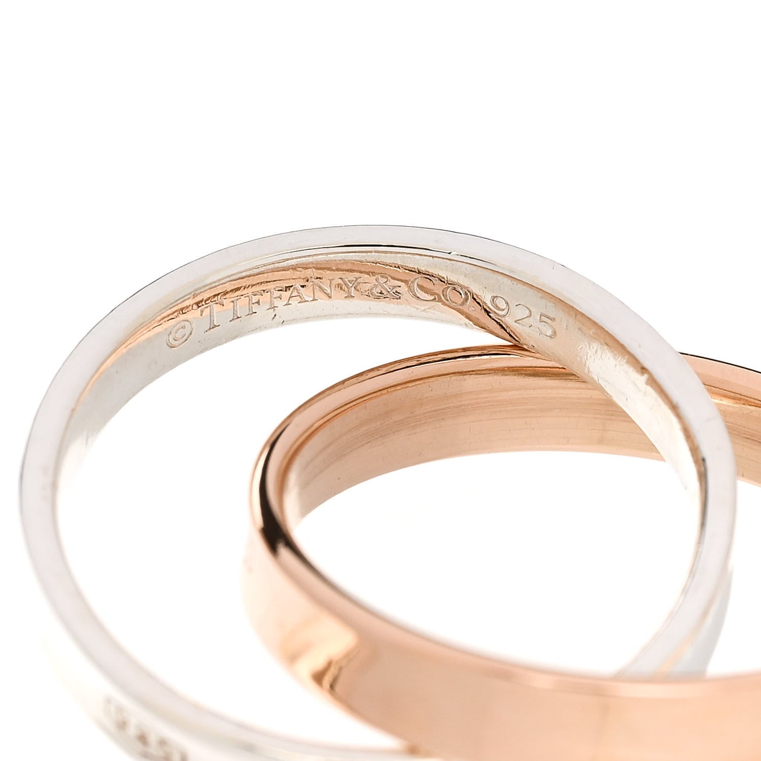 Tiffany 18K Rose Gold Sterling Silver 1837 Interlocking Circles Ring 54 6.75 4 of 4