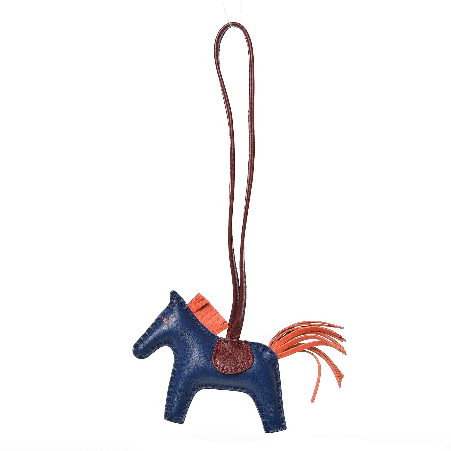 Hermes Milo Lambskin Grigri Rodeo Horse Bag Charm PM Bleu de Malte Rouge H Peony 1 of 4